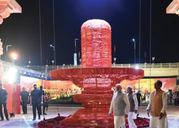 PM dedicates Phase I of the Mahakal Lok project to the nation at Shri Mahakal Lok, in Ujjain
