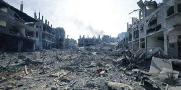 A scene of devastation at a residential neighborhoods at Gaza – X (State of Palestine – MFA)