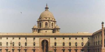 The Secretariat Building Dome in New Delhi, India