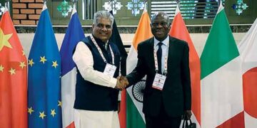 Minister of Labour and Employment Bhupender Yadav with GF Houngbo, DG of International Labour Organisation