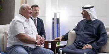 President of Belarus, Alexander Lukashenko with President of the United Arab Emirates (UAE), Sheikh Mohammed Bin Zayed Al Nahyan