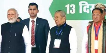 PM Modi and others with new Chhattisgarh CM Vishnu Deo Sai (extreme right)