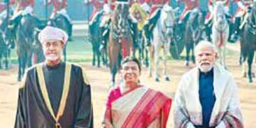 President Droupadi Murmu and PM Modi with Sultan of Oman Haitham bin Tarik