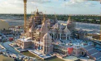 The BAPS Hindu Temple in Abu Dhabi nearing its completion.