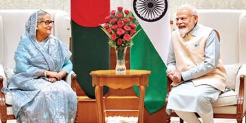 PM Modi with Bangladesh PM Sheikh Hasina in New Delhi