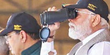 PM witnesses `Bharat Shakti' - a tri-services firing and manoeuvre exercise at Pokhran – Photo PMO