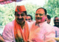 Manoj Tiwari with BJP chief JP Nadda