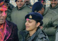 Defence Minister with jawans in Leh, Ladakh