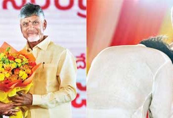 PM Narendra Modi with Chandrababu Naidu and (right) Pawan Kalyan