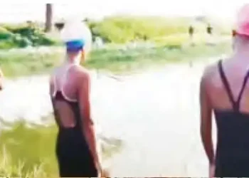 Daughters preparing for Olympics in the village pond