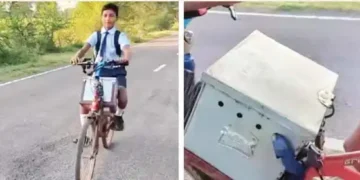 Welding worker made a Jugaad electric bicycle for his son