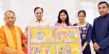 Ram-Sita marriage depicted on the poster of Ramayana fair in Ayodhya