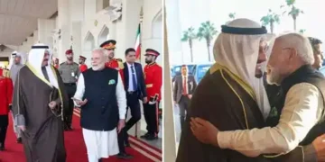 in special gesture, kuwait's prime minister sees-off pm modi at airport