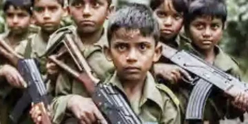 Now the Naxalites have handed over weapons to the children