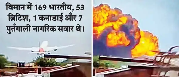 अहमदाबाद में प्लेन क्रैश, 242 यात्रियों में से केवल एक बचा