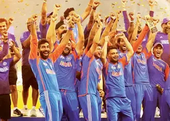 Team India celebrated the win without the trophy.