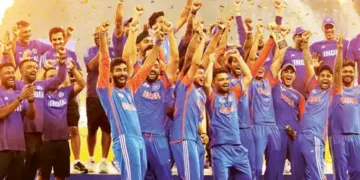 Team India celebrated the win without the trophy.