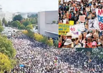 Millions took to the streets to protest against Trump.