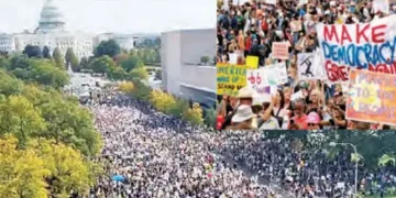 Millions took to the streets to protest against Trump.