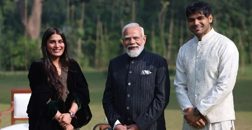 PM Modi hosts javelin ace Neeraj Chopra at his residence