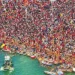 A huge crowd of bathers gathered on Mauni Amavasya