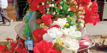 The artificial flower business has reached temples.