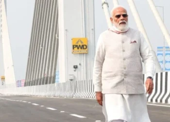 PM Modi inaugurated the Kumar Bhaskar Varma Bridge over the Brahmaputra in Guwahati.