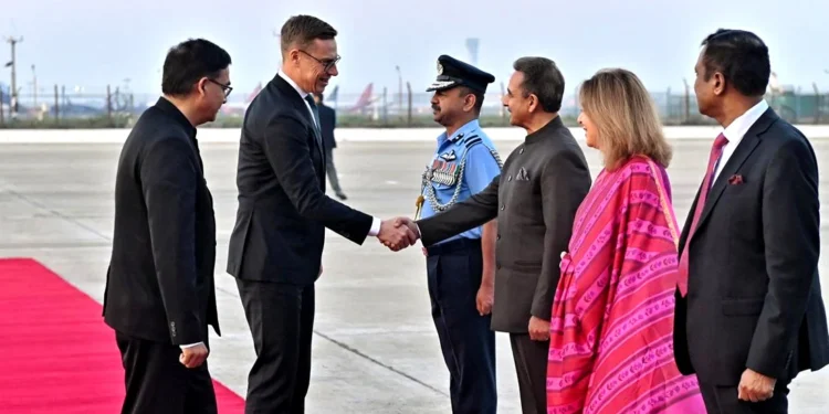 Finnish President Stubb arrives in India