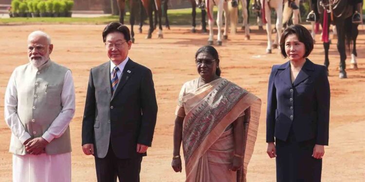 India South Korea relations, Rashtrapati Bhavan ceremony, Modi Lee meeting, India Korea partnership, Jaishankar meeting Lee