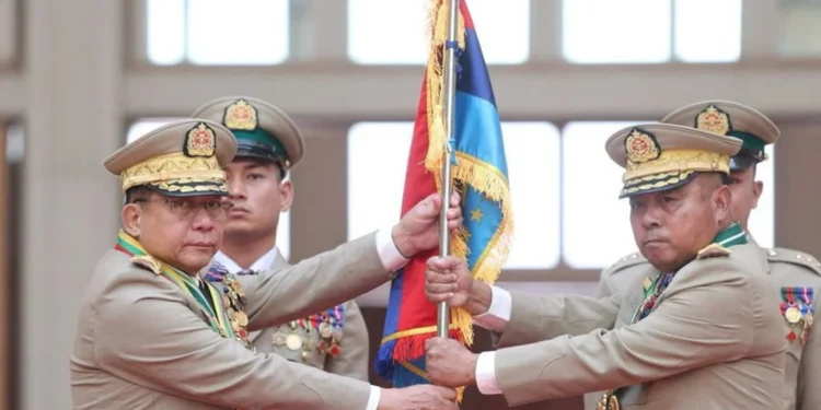 Myanmar junta chief steps down