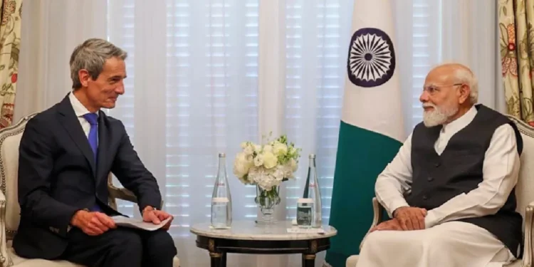 PM Modi meets Saint-Gobain CEO Bazin