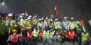 Mountain tunnel excavated