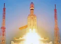 Indian LVM3 rocket on the launch pad, representing the Gaganyaan human spaceflight programme