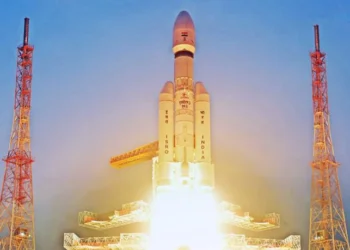 Indian LVM3 rocket on the launch pad, representing the Gaganyaan human spaceflight programme