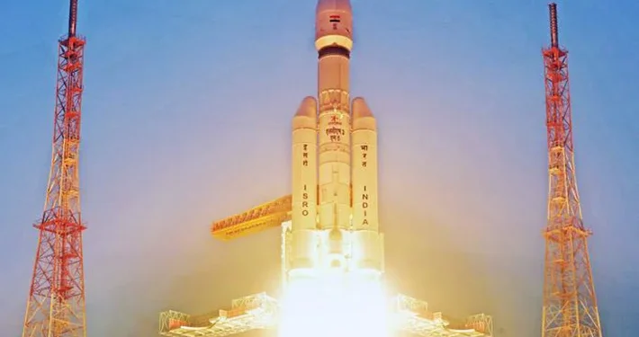 Indian LVM3 rocket on the launch pad, representing the Gaganyaan human spaceflight programme