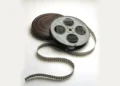 Reels of motion picture film in metal cans
