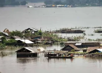 The Brahmaputra river in Assam flood