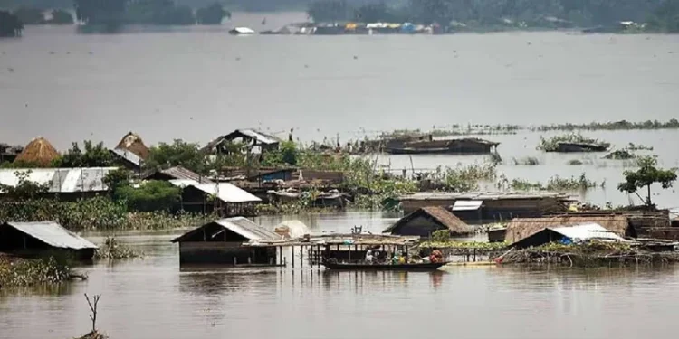 The Brahmaputra river in Assam flood