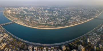 The Sabarmati riverfront in Ahmedabad, Gujarat