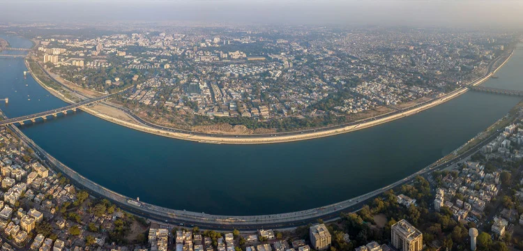 The Sabarmati riverfront in Ahmedabad, Gujarat