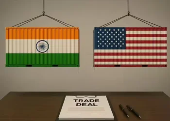 Container port symbolising India–US trade