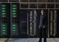 Racks inside a high-performance computing facility