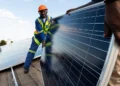 Solar panels supplying power in Africa