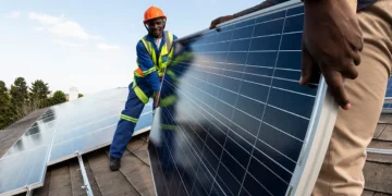 Solar panels supplying power in Africa